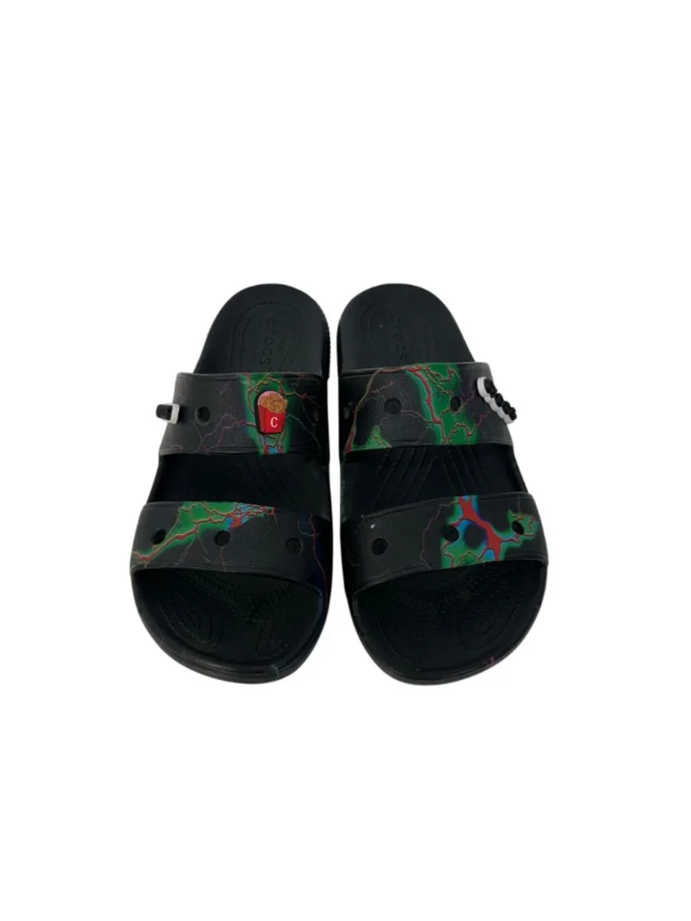 Crocs Mens SZ 7 Women SZ 9 Multicolor Double Strap Slide Sandals Unisex